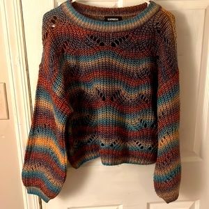 Women’s Express striped multicolored knit cropped sweater Size: Medium